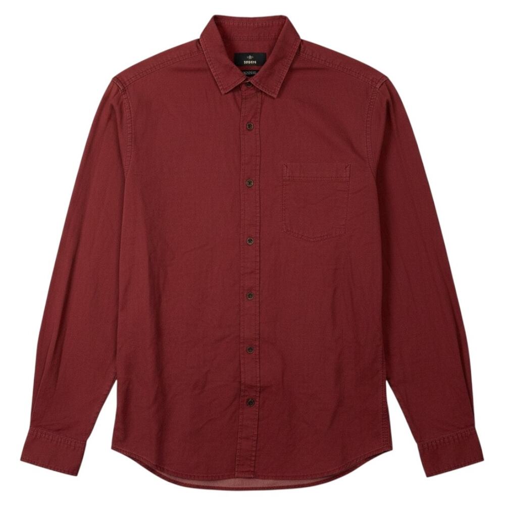 Mavi Jeans Red Button Down Fitted Men's Large Long Sleeve Moto Utility Shirt New